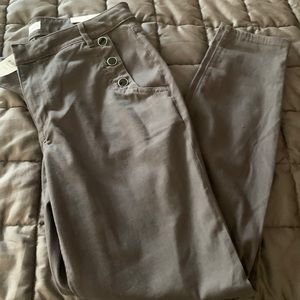 Gray sateen leggings from loft black button detail